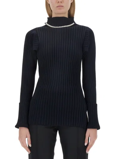 Philosophy Di Lorenzo Serafini Slim Fit Ribbed Stretch Knit Sweater In Blue
