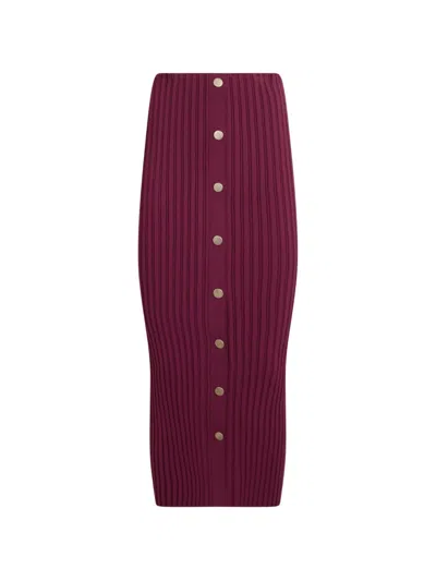Philosophy Di Lorenzo Serafini Ribbed-knit Button-front Skirt In Purple