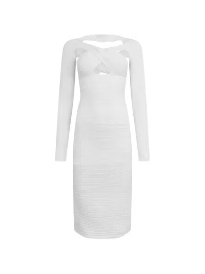 Philosophy Di Lorenzo Serafini Ribbed-knit Midi Dress In White