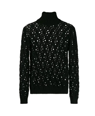 Philosophy Di Lorenzo Serafini Roll Neck Crochet Jumper In Black