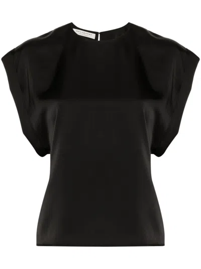 Philosophy Di Lorenzo Serafini Round-neck Satin Blouse In Schwarz