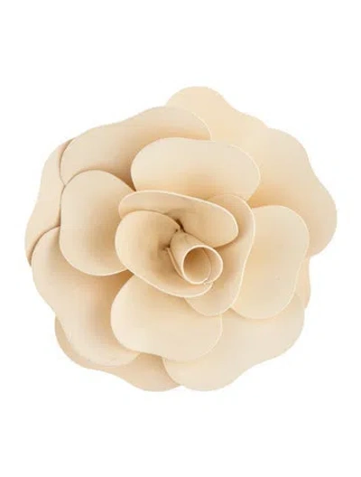 Pre-owned Philosophy Di Lorenzo Serafini Rubber Flower-appliqué Pin Brooch In Neutrals