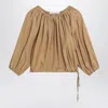 Philosophy Di Lorenzo Serafini Beige Ruched Cotton-blend Blouse