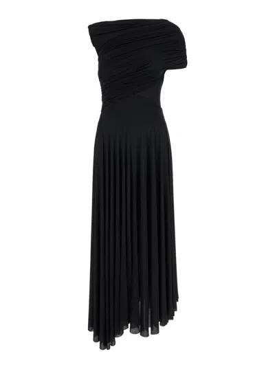 Philosophy Di Lorenzo Serafini Asymmetric Off-the-shoulder Maxi Dress In Black