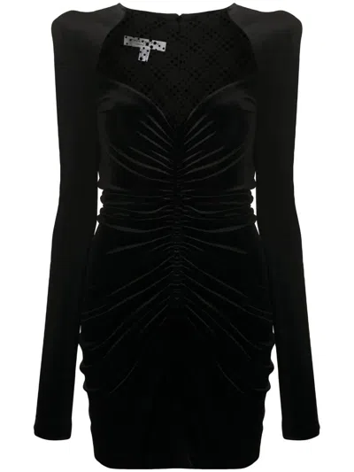Philosophy Di Lorenzo Serafini Ruched Velvet Mini Dress In Black