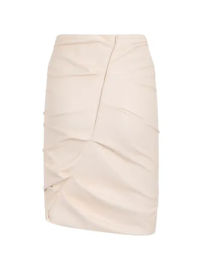Philosophy Di Lorenzo Serafini Ruched-design Asymmetric-hem Skirt In Neutral