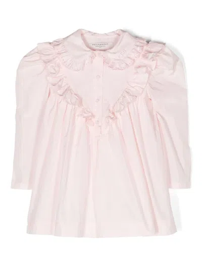 Philosophy Di Lorenzo Serafini Kids' Ruffle-detail Cotton Dress In Pink