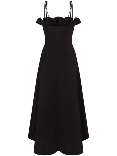 Philosophy Di Lorenzo Serafini Ruffle-detail Midi Dress In Black