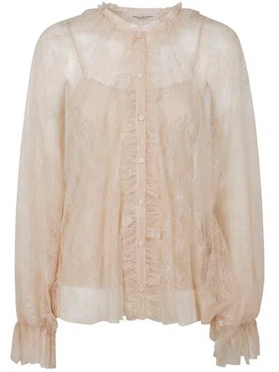 Philosophy Di Lorenzo Serafini Floral-lace Blouse In Pink