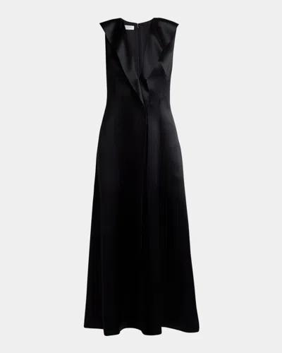 Philosophy Di Lorenzo Serafini Ruffle Sleeveless Slit Midi Dress In Black