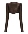 Philosophy Di Lorenzo Serafini Ruffle-trim Cropped Top In Brown