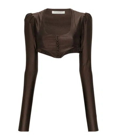 PHILOSOPHY DI LORENZO SERAFINI RUFFLE-TRIM CROPPED TOP