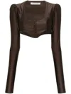 Philosophy Di Lorenzo Serafini Ruffle-trim Cropped Top In Brown