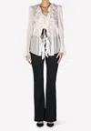 Philosophy Di Lorenzo Serafini Ruffled Blouse With Bell Cuff Sleeves In Pink