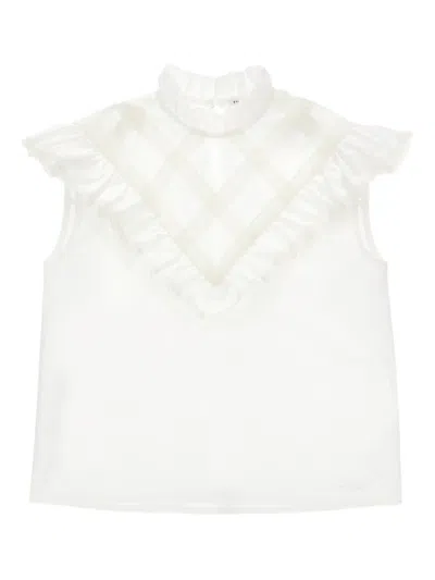Philosophy Di Lorenzo Serafini Kids' Ruffled-check Blouse In White