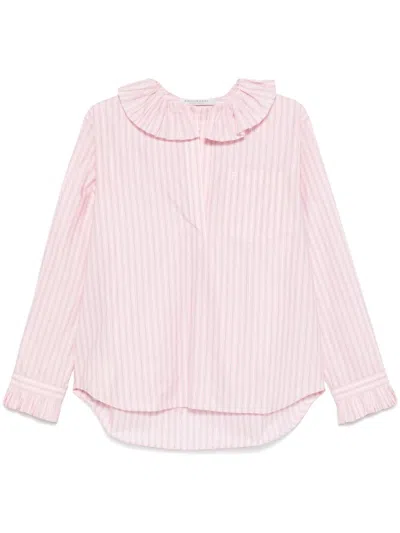 Philosophy Di Lorenzo Serafini Ruffled Collar Pink Shirt With Striped Pattern