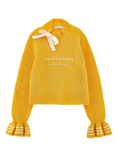 Philosophy Di Lorenzo Serafini Kids' Ruffled-cuff Sweater In Yellow