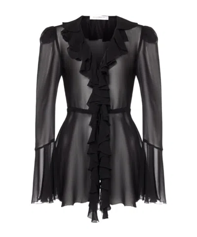 Philosophy Di Lorenzo Serafini Ruffled Georgette Shirt In Gray