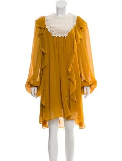 Pre-owned Philosophy Di Lorenzo Serafini Ruffled Long Sleeve Dress In Yellow
