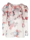 Philosophy Di Lorenzo Serafini Floral Print Top With Ruffled Detailing In Multi
