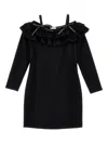 Philosophy Di Lorenzo Serafini Philosophy Kids  Dress With Gathered Shoulder Straps Print And Bow In Black