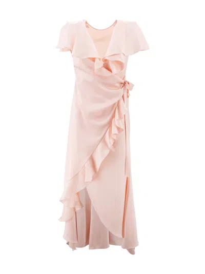 Philosophy Di Lorenzo Serafini Ruffled Satin-finish Wrap Dress In Pink