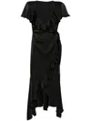 Philosophy Di Lorenzo Serafini Ruffled Satin Midi Wrap Dress In Schwarz