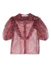 Philosophy Di Lorenzo Serafini Ruffled Semi-sheer Blouse In Red
