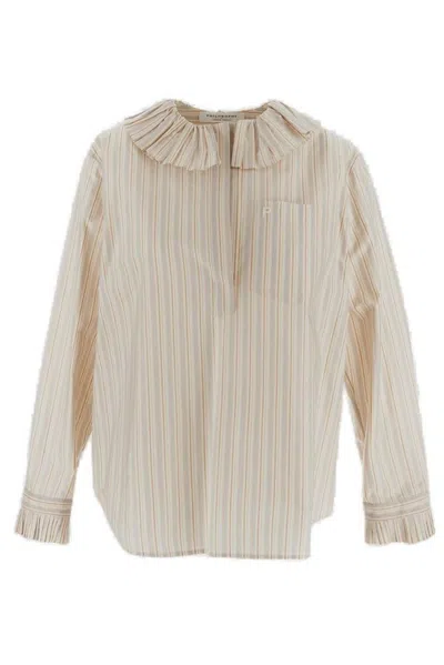 Philosophy Di Lorenzo Serafini Ruffled Striped Shirt In Multi