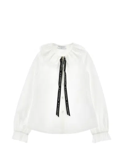 Philosophy Di Lorenzo Serafini Kids' Ruffled-collar Bow-detail Blouse In Blue