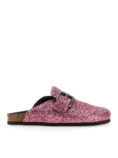 サンダル・ミュール PHILOSOPHY DI LORENZO SERAFINI Pink Glitters Slippers Philosophy Di Lorenzo Serafini Glitter Buckle Detail