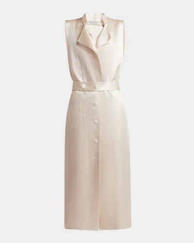 Philosophy Di Lorenzo Serafini Satin Belted Long Waistcoat In Beige