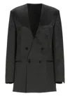 Philosophy Di Lorenzo Serafini V-neck Satin Blazer With Double-breasted Closure In Black