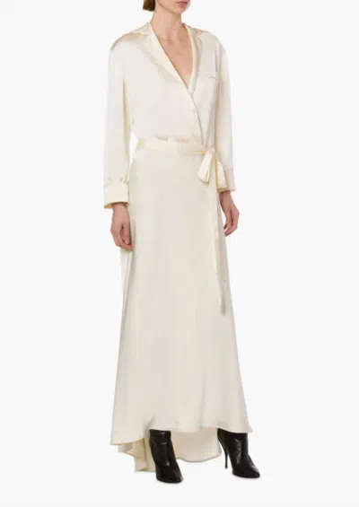 Philosophy Di Lorenzo Serafini Satin Dress With Sash In Ivory In Multi