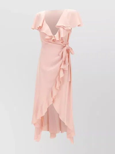 Philosophy Di Lorenzo Serafini Satin Dress Wrap Asymmetric Hem In Pink