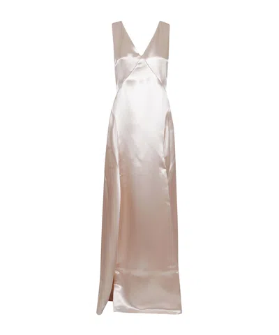 Philosophy Di Lorenzo Serafini Satin Extra-long Dress In Nude