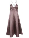 Philosophy Di Lorenzo Serafini Satin Flared Sleeveless Maxi Dress In Grigio