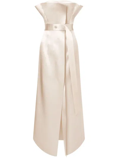 Philosophy Di Lorenzo Serafini Satin Gown Dress In Cream