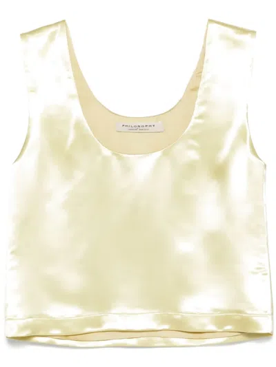 Philosophy Di Lorenzo Serafini Satin Tank Top In Yellow