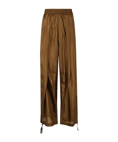 Philosophy Di Lorenzo Serafini Satin Tapered Trousers In Brown