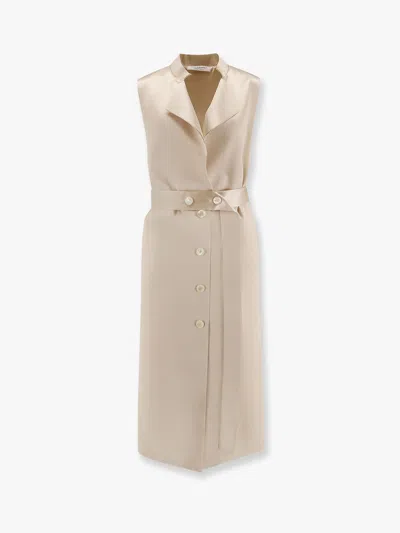 Philosophy Di Lorenzo Serafini Satin Vest/dress With Belt In Sand