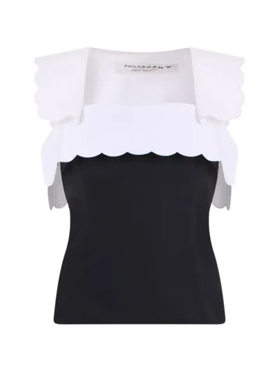 Philosophy Di Lorenzo Serafini Scalloped-edge Blouse In Black