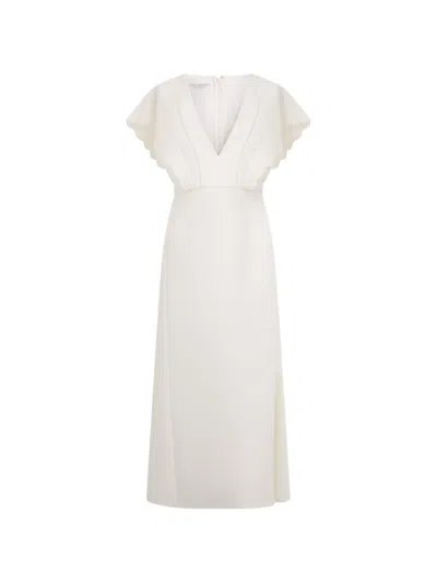 Philosophy Di Lorenzo Serafini Scalloped-edge V-neck Maxi Dress In White