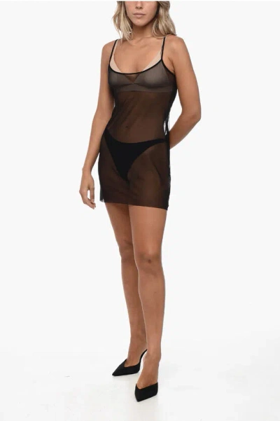 Philosophy Di Lorenzo Serafini See Through Mesh Slip Dress In Black