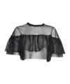 Philosophy Di Lorenzo Serafini Sheer Black Top With Ruffle Detail In Black