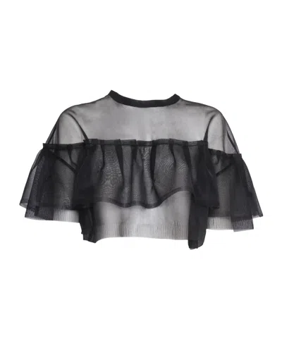 Philosophy Di Lorenzo Serafini Semi Sheer Crepe Cropped Top