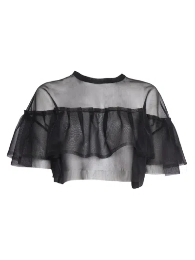 Philosophy Di Lorenzo Serafini Transparent Shirt With Ruffle In Black