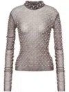 Philosophy Di Lorenzo Serafini Semi-sheer Pearl-embellished Top In Grey
