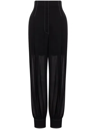 Philosophy Di Lorenzo Serafini Semi-sheer Tapered Trousers In Black