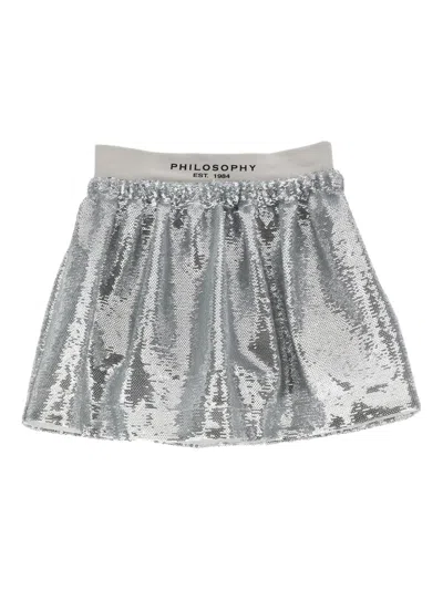 Philosophy Di Lorenzo Serafini Kids' Sequin-waistband Skirt In Silver